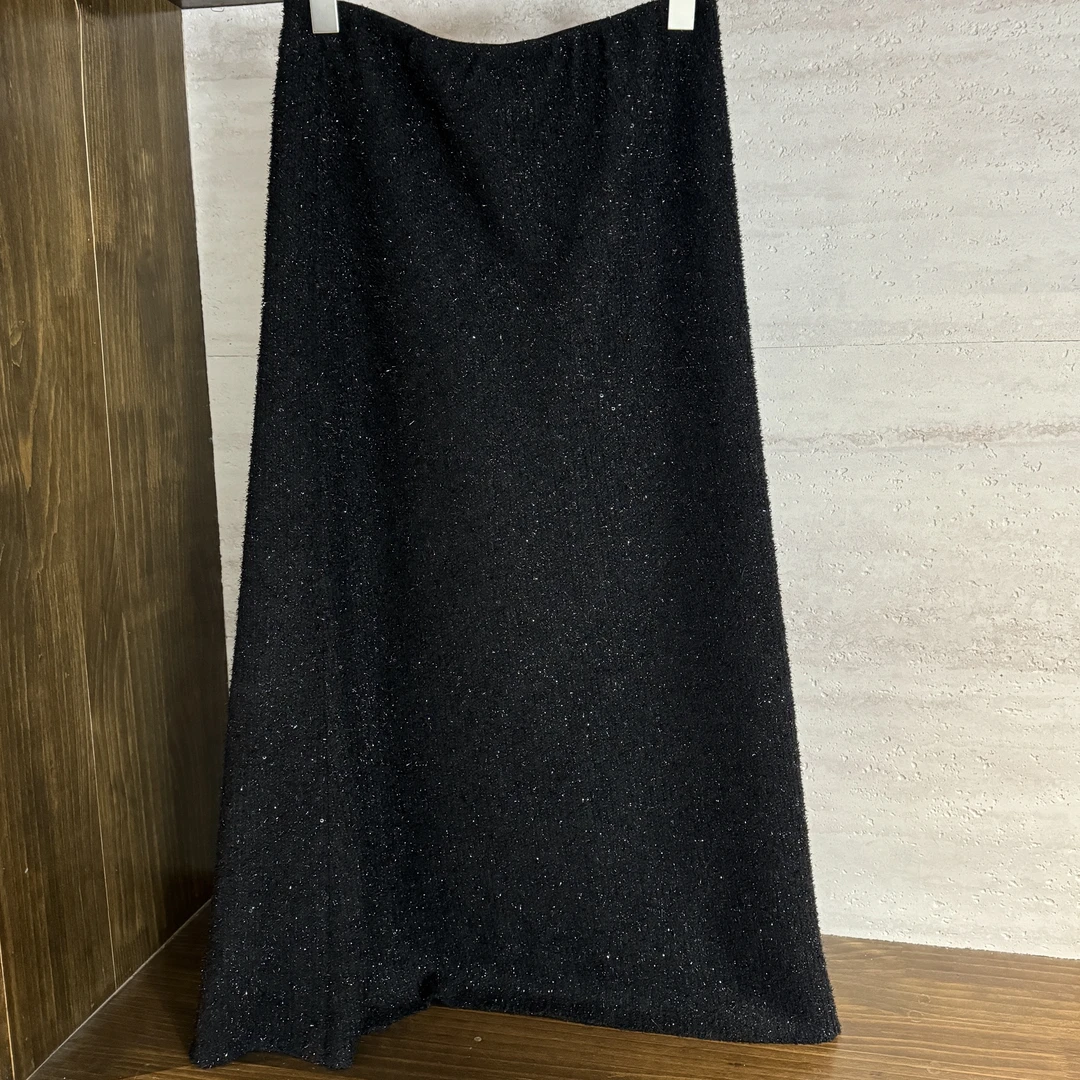 【雪夜微光】亮片羊毛半身裙时髦精致百搭中长款显瘦小黑裙子女