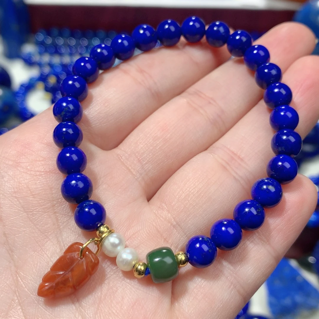 青金石未镶嵌6.8m手链定制