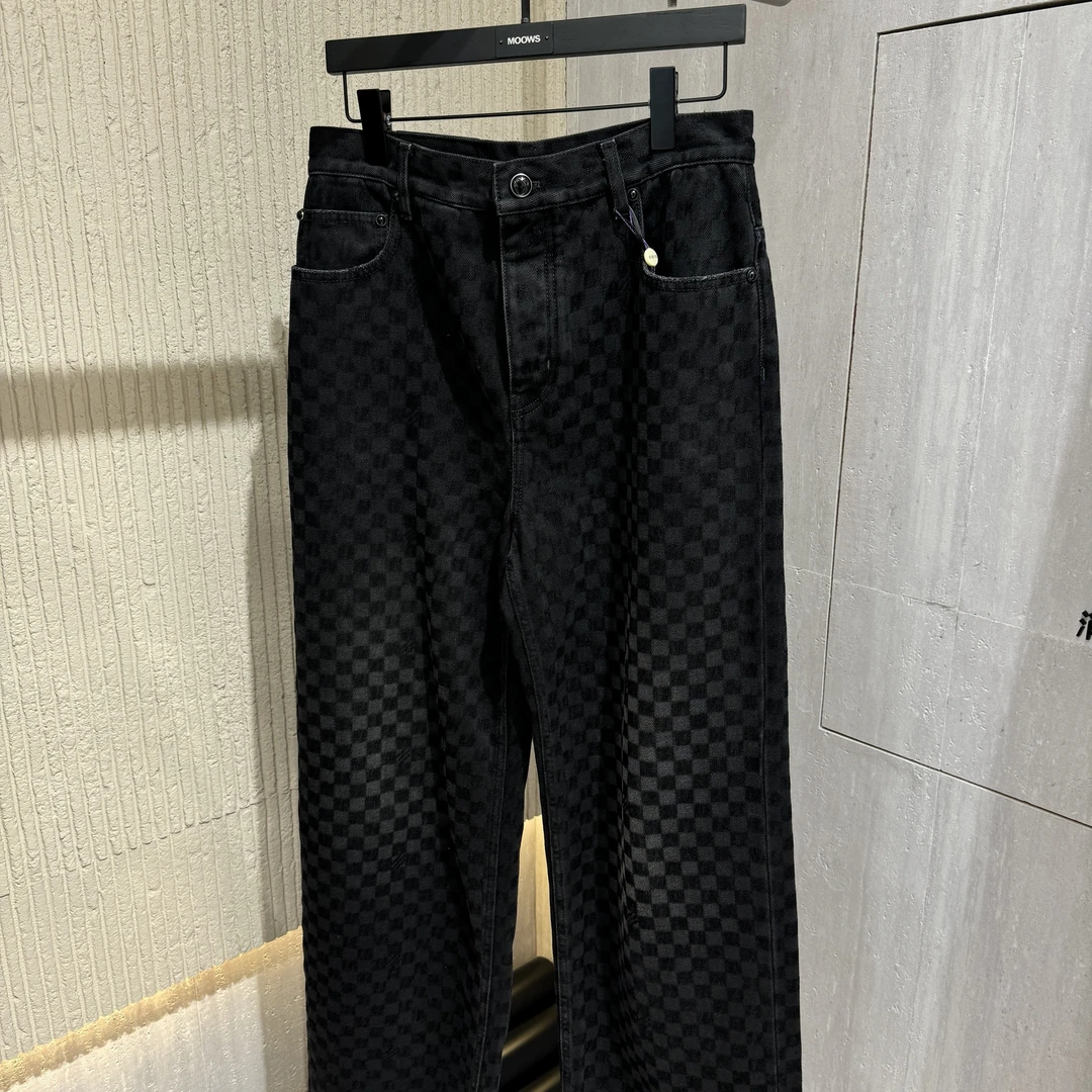 未使用 LouisVuitton/路易威登 黑色25植绒阔腿牛仔裤29 16214268
