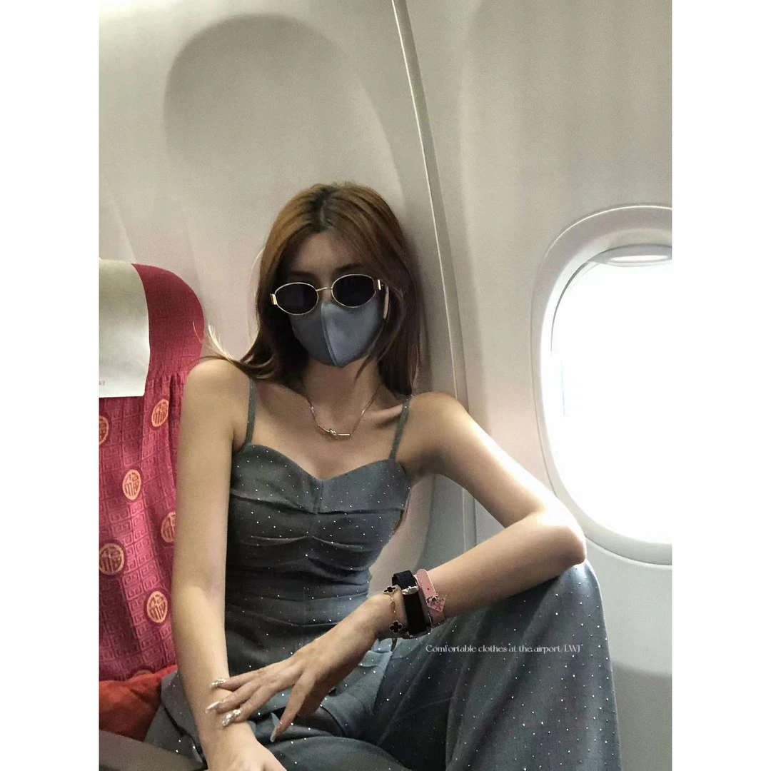 婉君【银色星河吊带】褶皱烫钻辣妹短款抹胸中式上衣LWJ24B2TZ1232