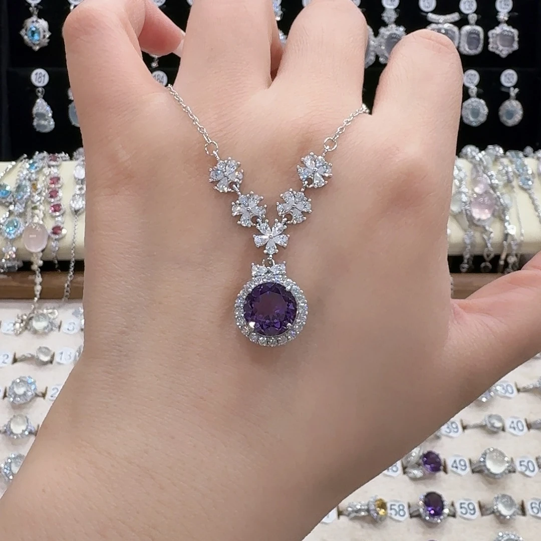 G***a套链银S925镶嵌紫晶