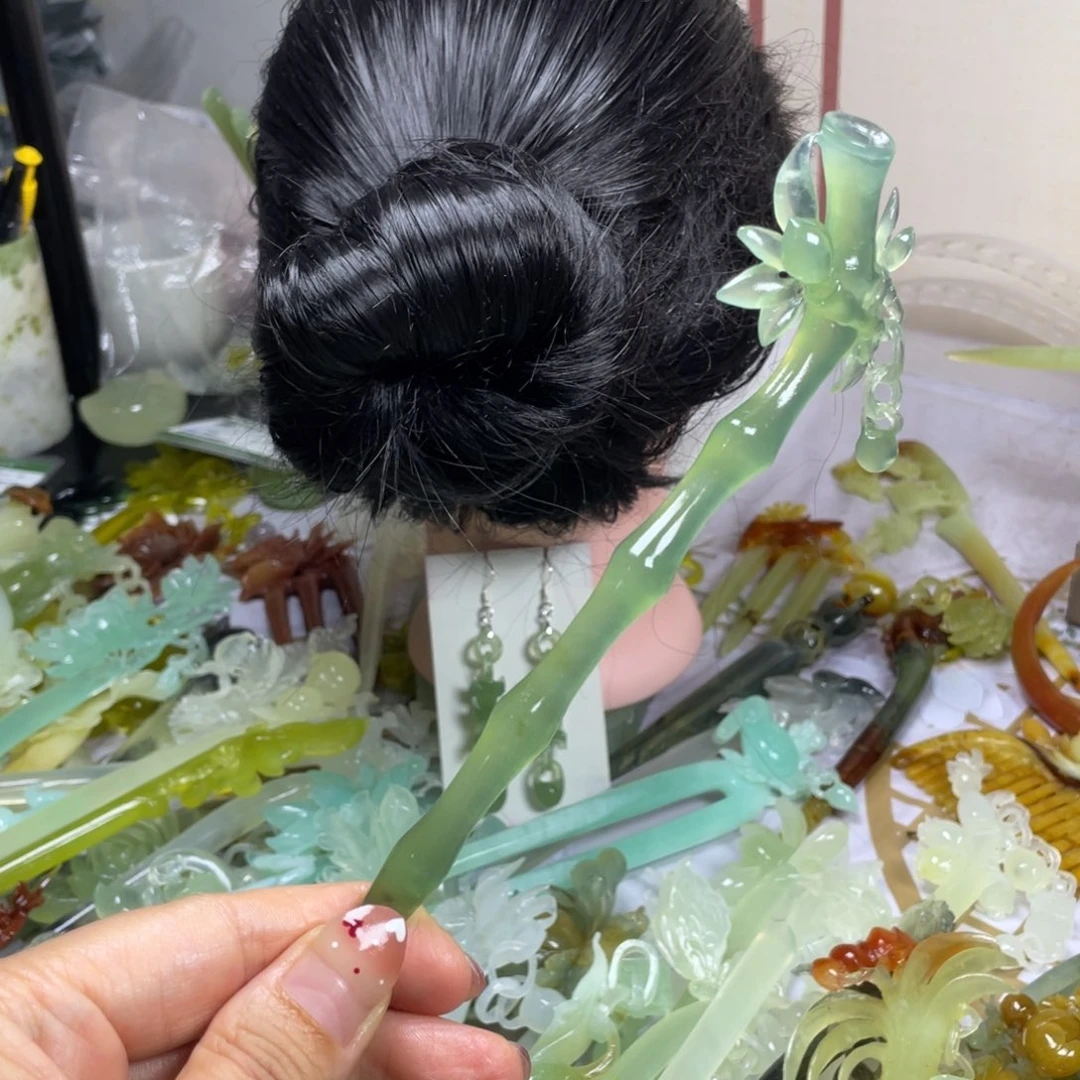 未镶嵌蛇纹石玉发饰G*n