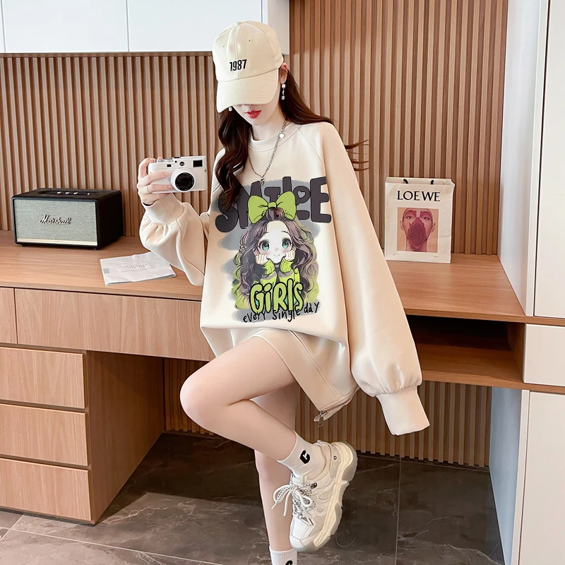 慵懒风小众独特开叉卫衣女秋冬爆款oversize不规则侧拉链加绒上衣