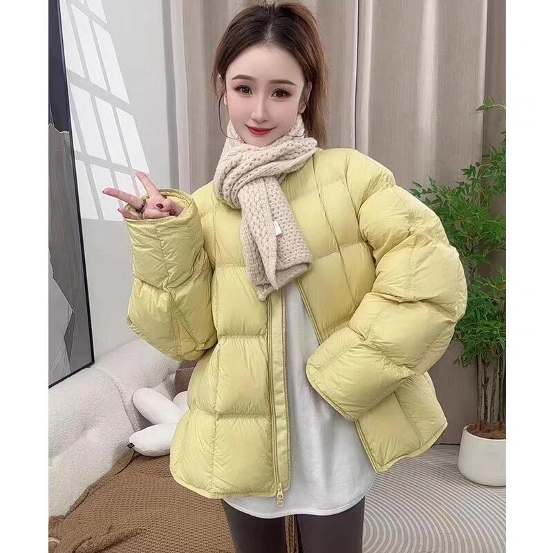 【现货秒发】新款时尚百搭宽松棉服韩系黄色圆领加厚面包服外套女