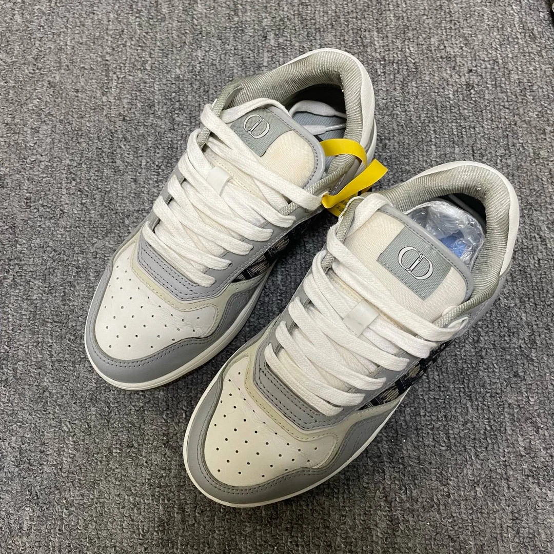 95新 DIOR/迪奥 （有盒）B27 牛皮织物徽标印花低帮板鞋 37码/11921