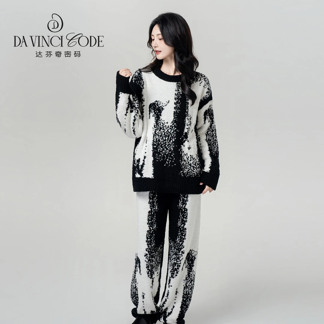 DAVINCIART011-013秋冬绒款睡衣女半边绒套装保暖情侣款家居服