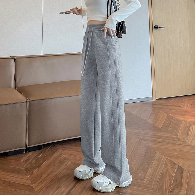 黑色阔腿裤女春秋2025新款小个子卫裤休闲显瘦运动香蕉直筒裤子女