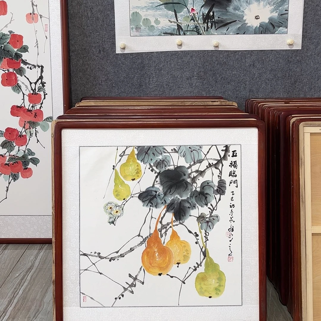 国画书画作品带框63×63