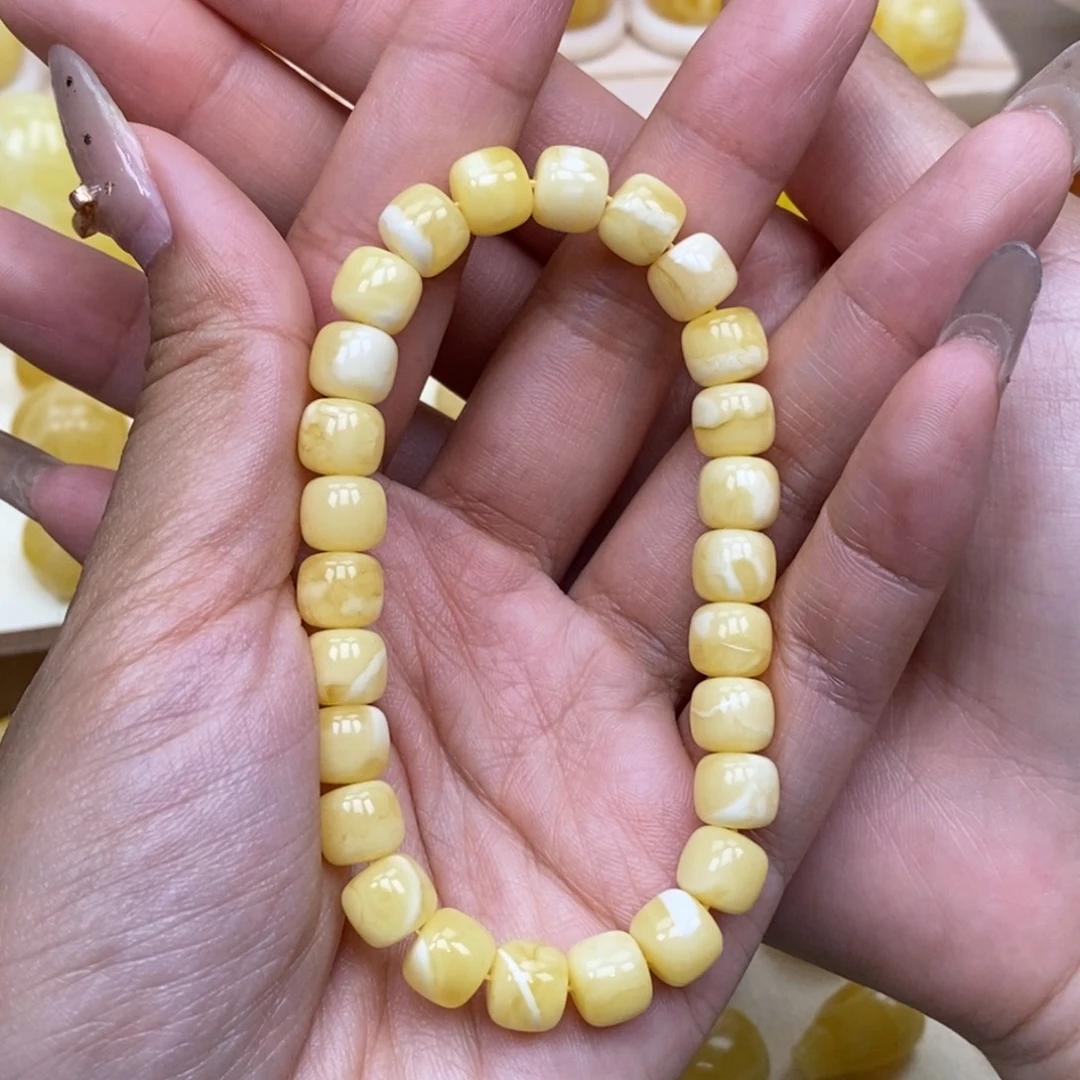 琥珀未镶嵌裸石芝士奶酪瓷白妖花