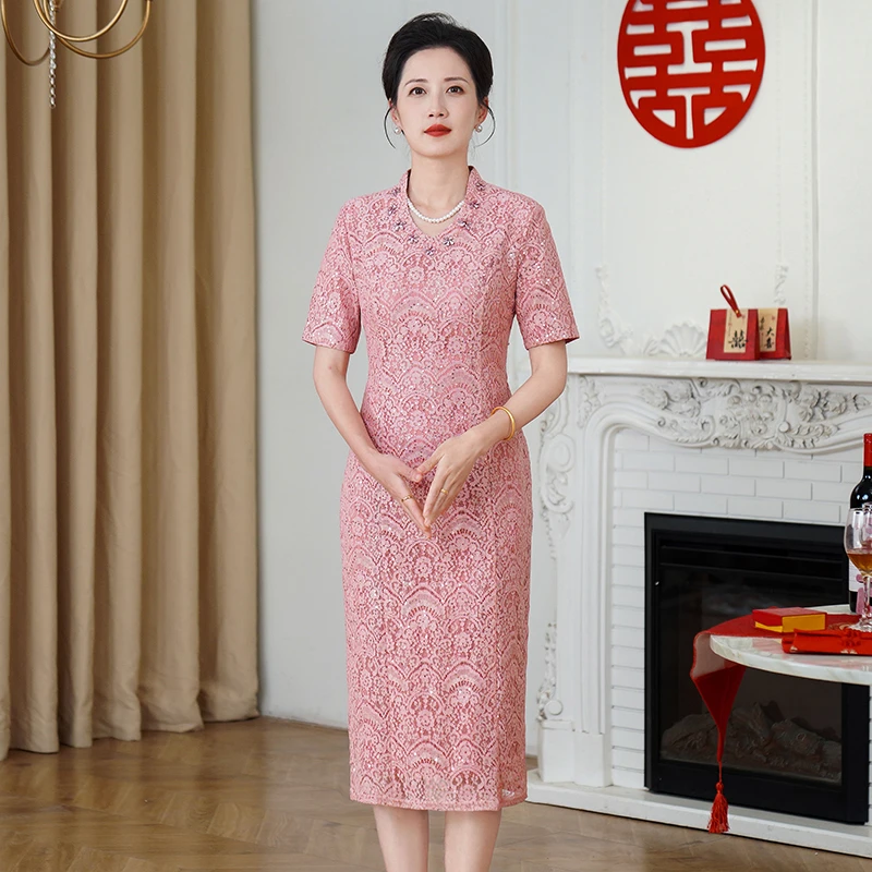 时尚气质丈母娘婚礼妈妈礼服高贵喜婆婆婚宴装高端轻奢连衣裙