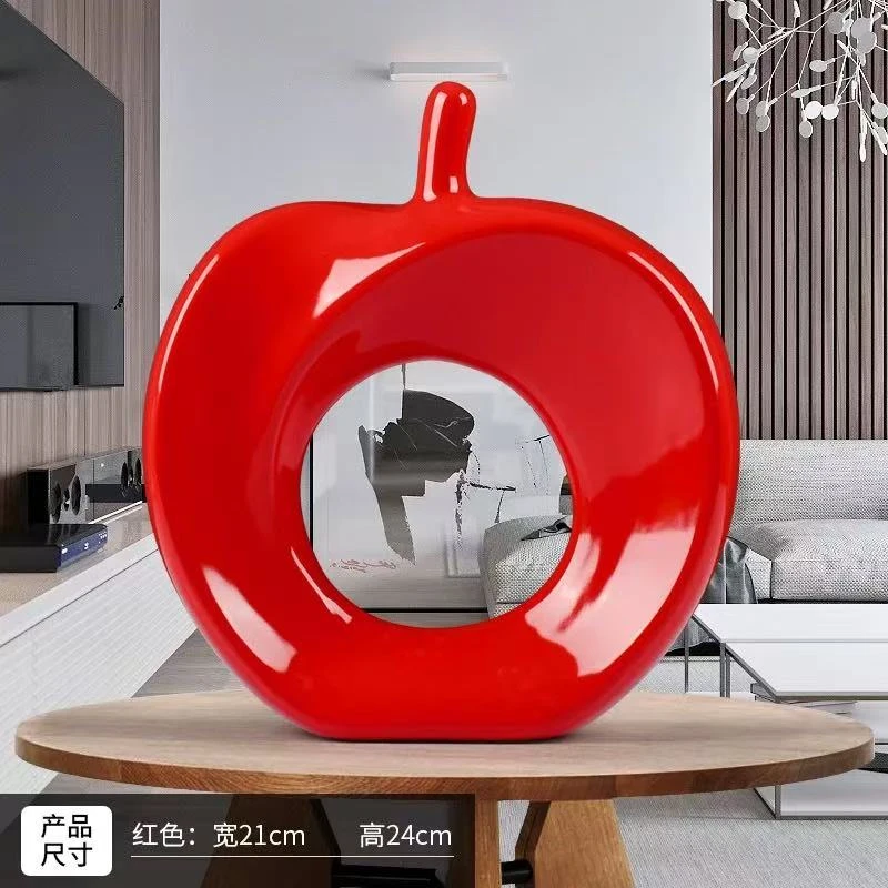 中国红苹果陶瓷摆件