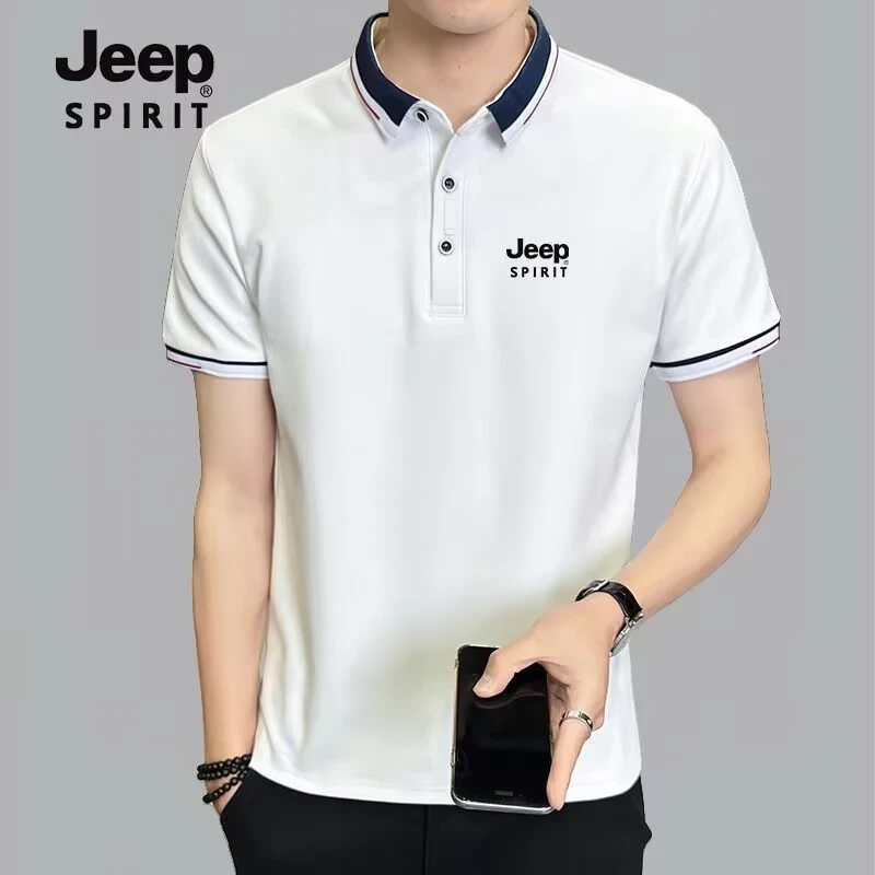 JEEPSPIRIT吉普纯棉POLO男士新款短袖夏季商务休闲透气翻领T恤