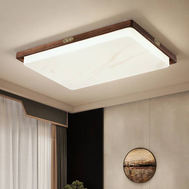 新款新中式客厅吸顶灯现代实木中国风温馨餐厅书房卧室吸顶灯具