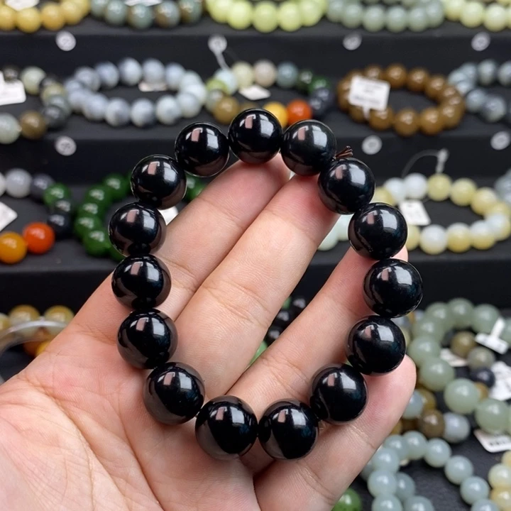 手串未镶嵌和田玉Q墨玉卡14