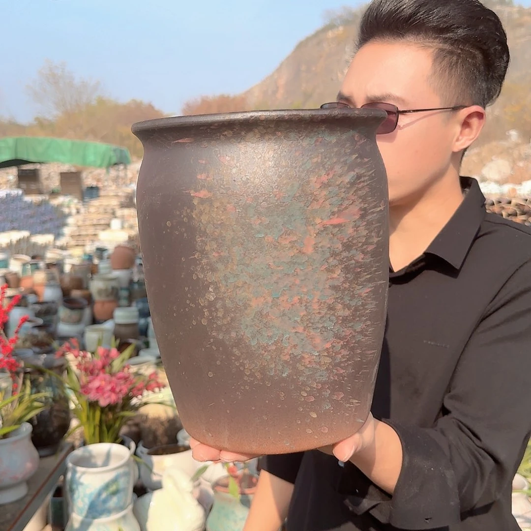 紫砂花盆口20高25（一个姹寂七彩祥云