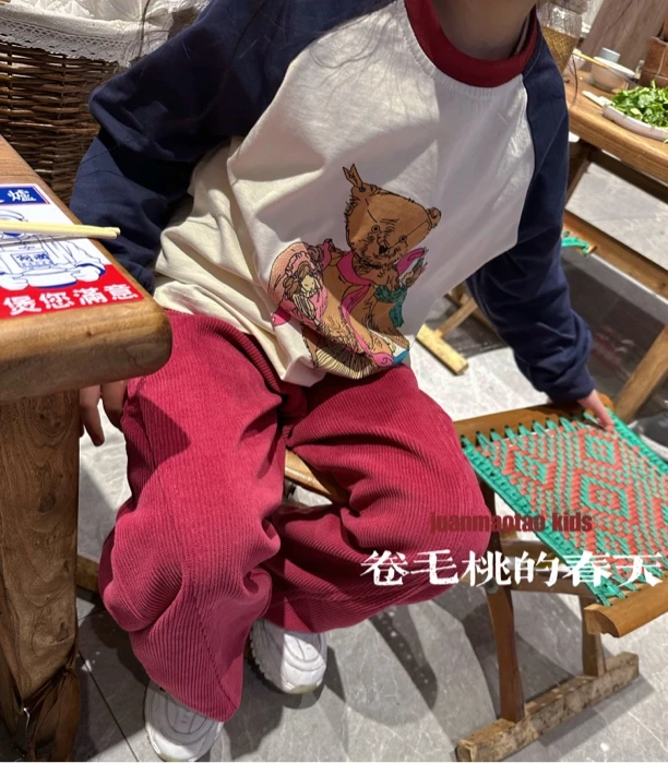 清仓120码.2025春拼接袖小熊T恤