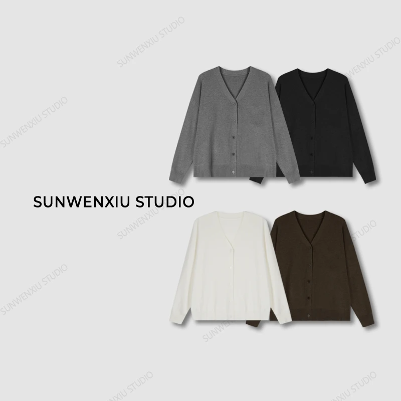 swx studio3店 “极简法则”入秋实穿好搭配软糯羊毛混纺针织开衫