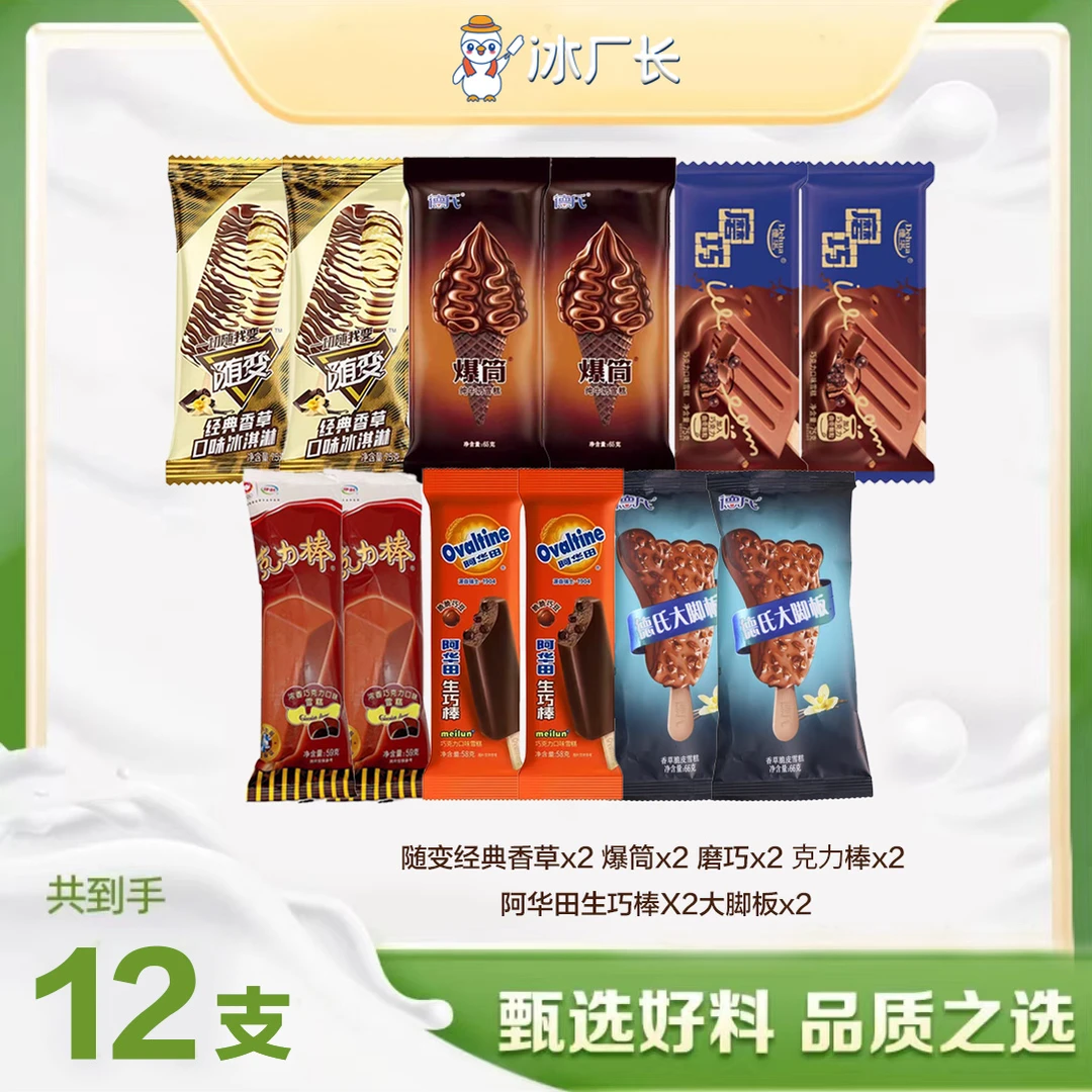 【12支套餐】爆款巧克力味雪糕6种口味各2支！