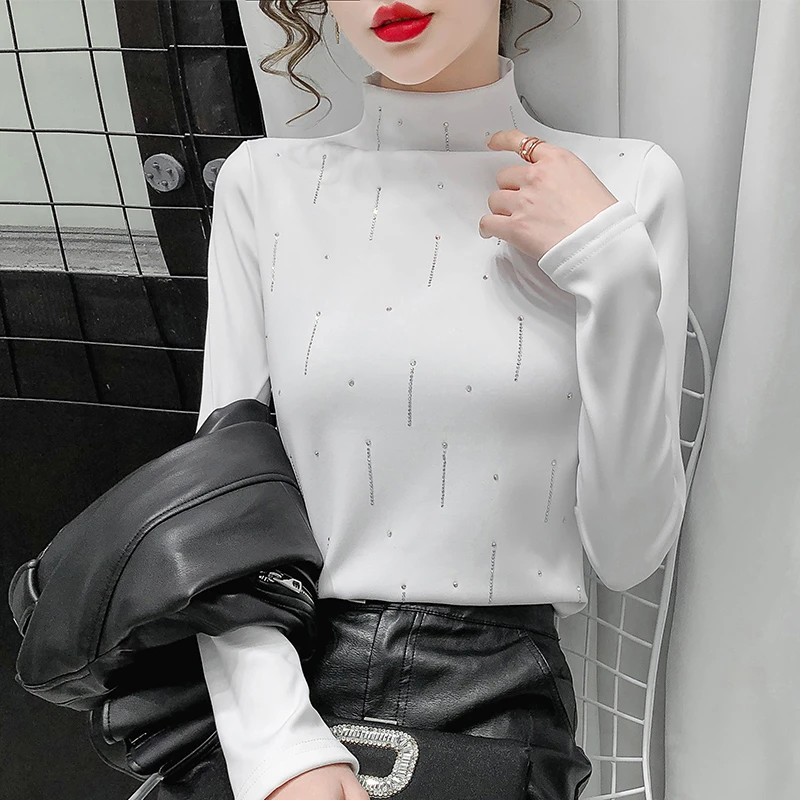 半高领德绒保暖打底衫女内搭2025秋冬季新款欧货时尚洋气修身小衫