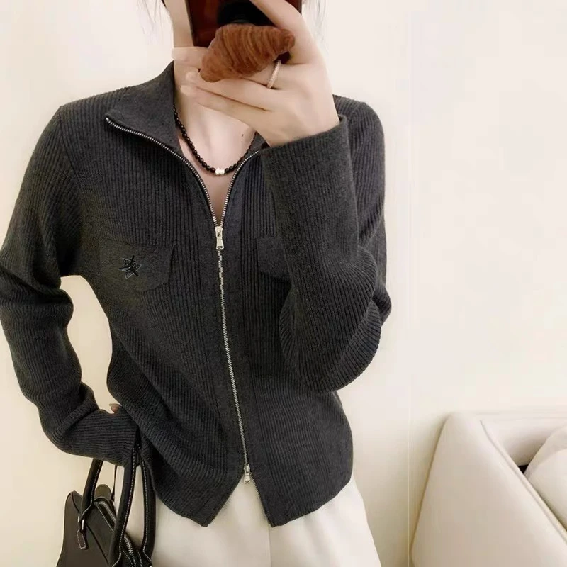 【摩卡色】小香风开衫外套3637超柔软高品质中领针织毛衣