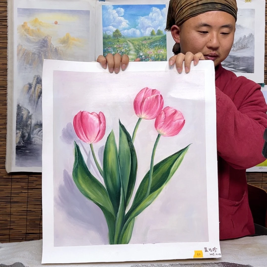 油画行路人小院绘画作品竞拍