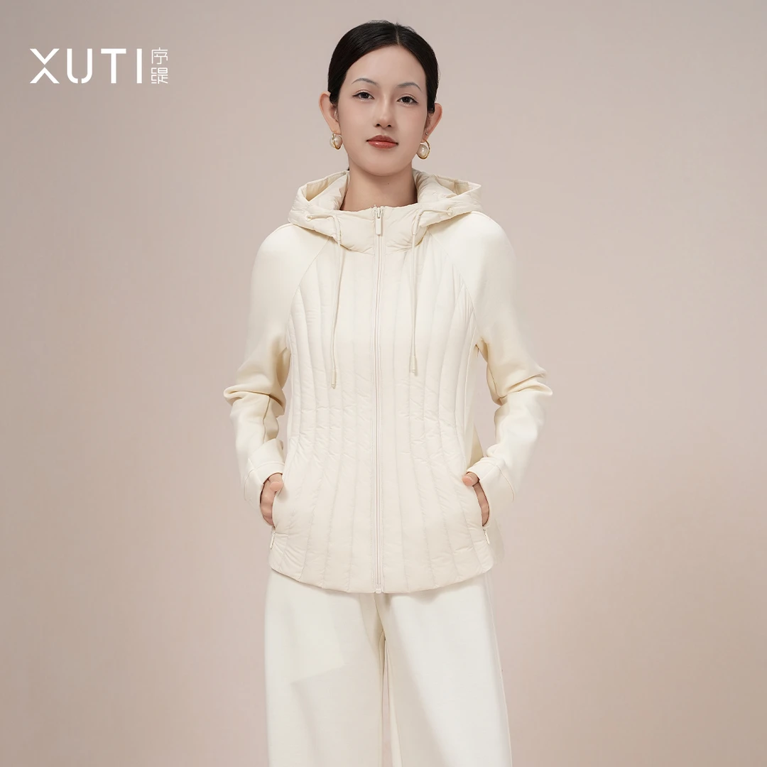 序缇90白鹅绒羽绒服女秋冬季新款薄款保暖连帽外套H296-22680