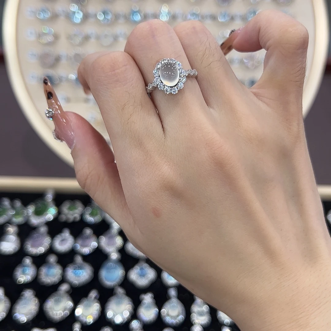 蛇纹石玉银S925镶嵌戒指