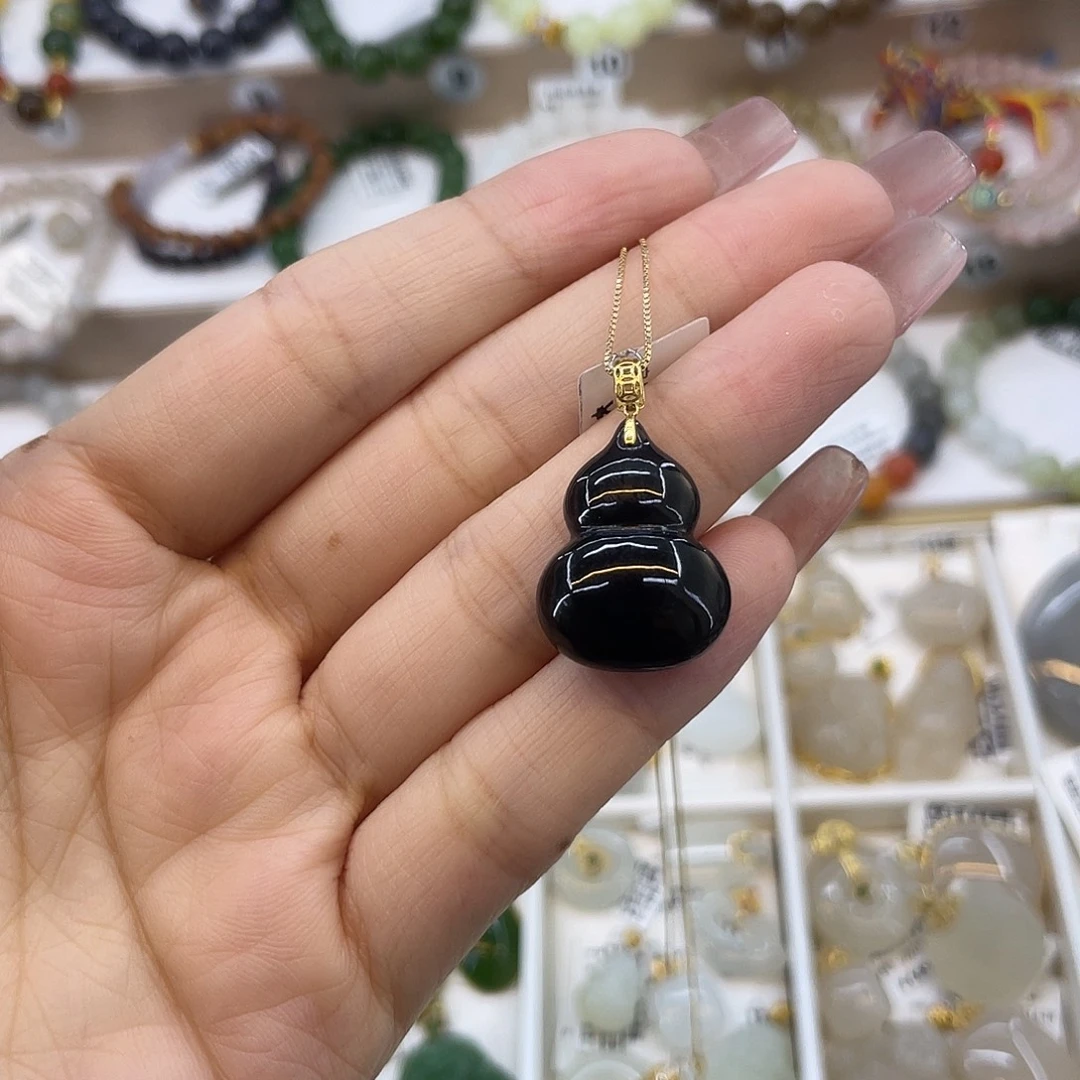 和田玉18K金镶嵌吊坠(不含链)