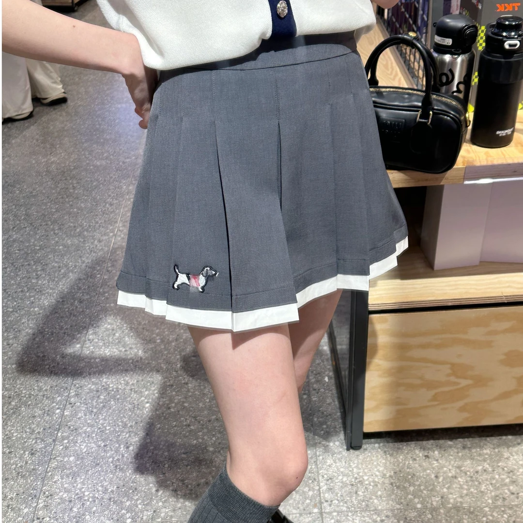 【甜蜜乐园】拼接小狗西装百褶裙有里衬