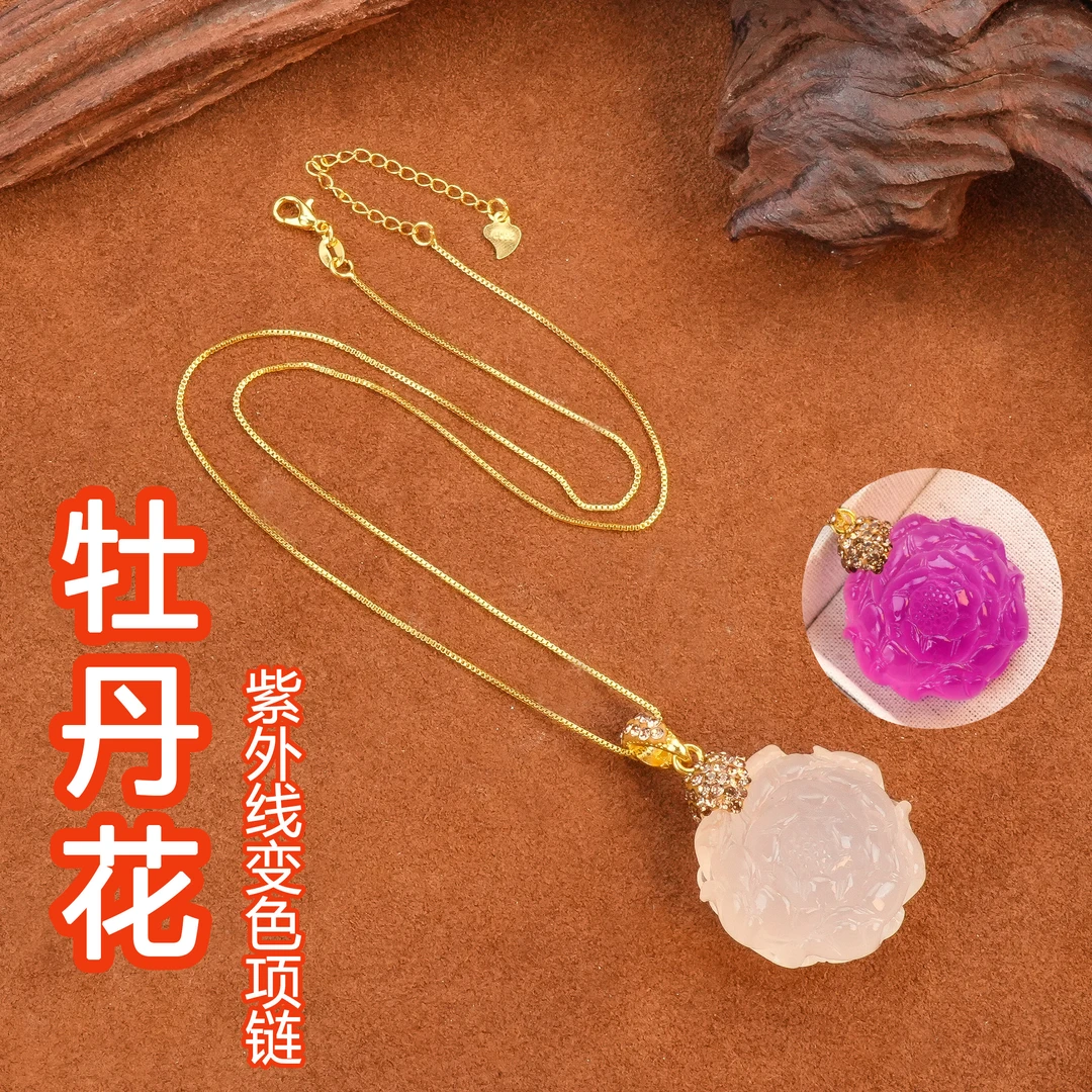 非金属珐琅项链 女款手工妈妈气质女士变色镶嵌项坠项链2115