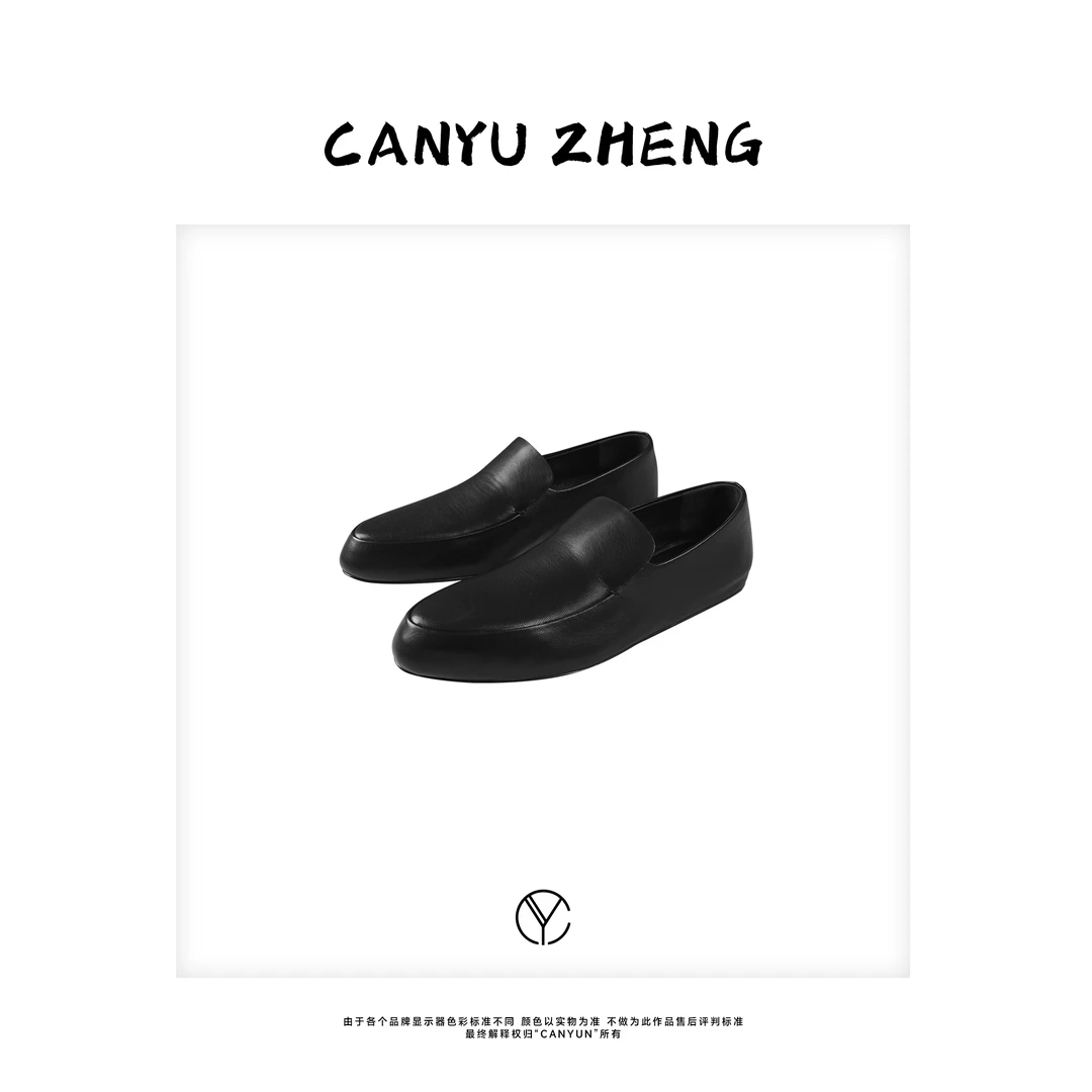 CANYU 进口胎山羊皮 极简百搭一脚蹬平底乐福鞋