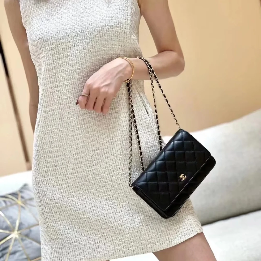 95新 Chanel/香奈儿 黑金 羊woc 香奈儿/单肩包/sk 1176