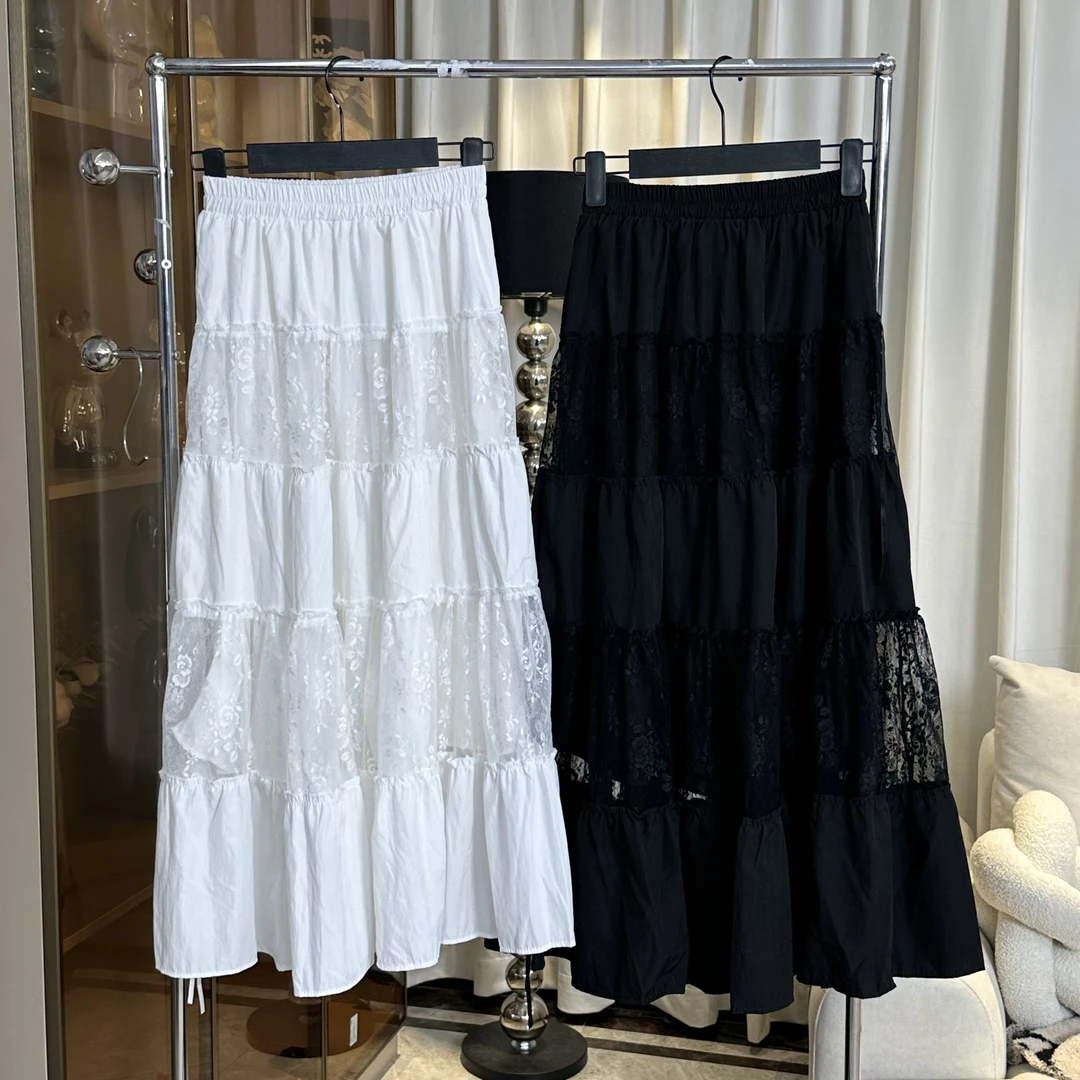 【RRSIFU蓉蓉私服】XS2199法式黑色蕾丝拼接半身裙