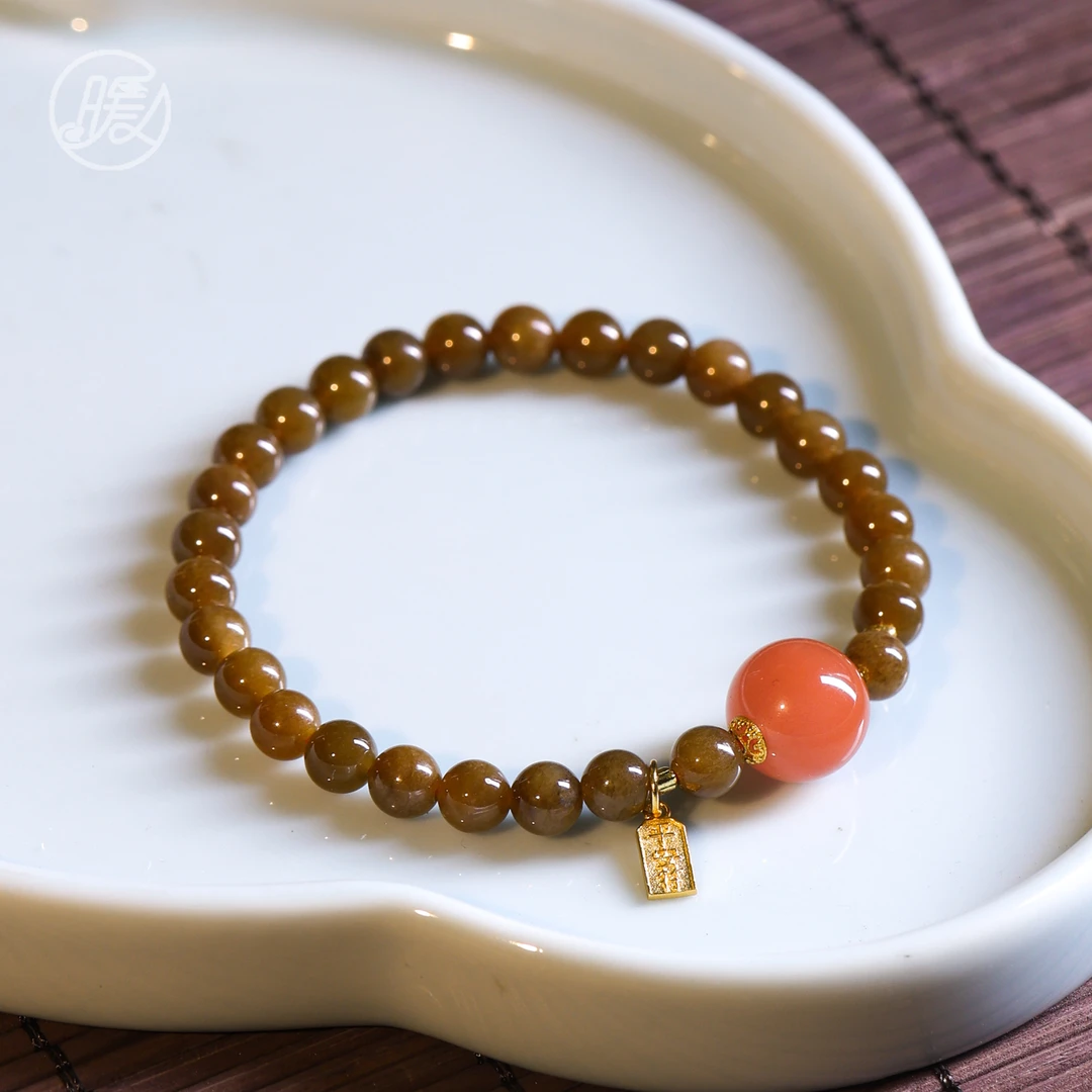 单圈和田玉糖玉手串5mm搭玛瑙路路通牌子吊坠手链A6519多样性发一