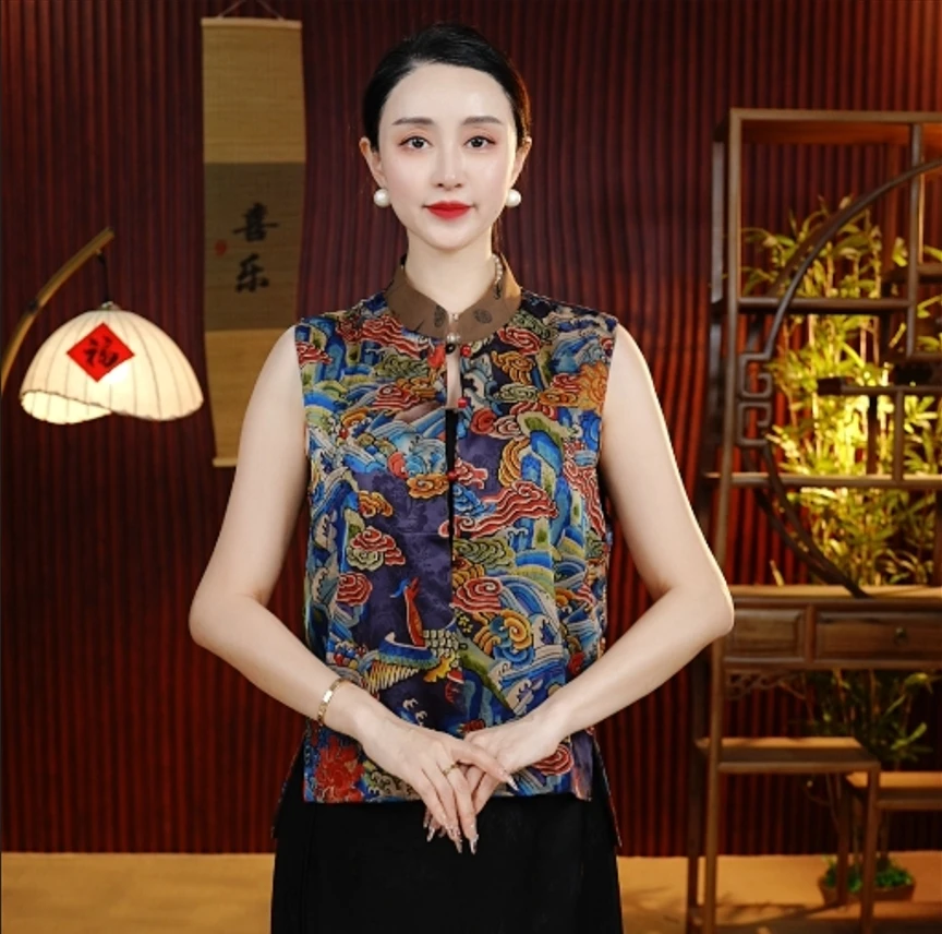 [蓝竹]柒柒高定双面穿气质马甲新中式国风马甲