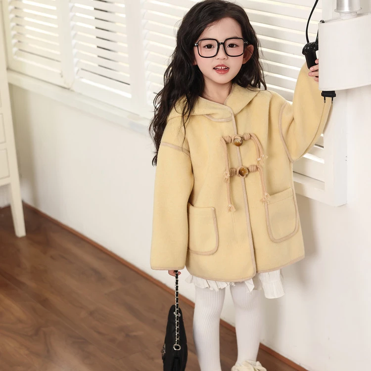 女童毛呢大衣中长款秋冬2026新款儿童韩版女宝宝洋气加厚呢子外套