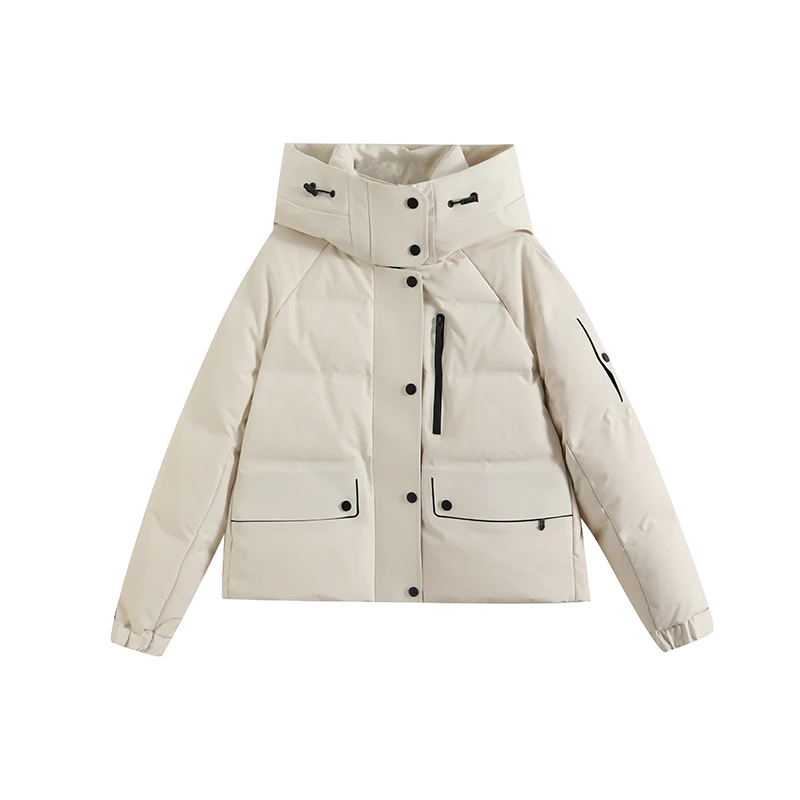 冬季女士短款加厚时尚气质保暖连帽羽绒服MX-076