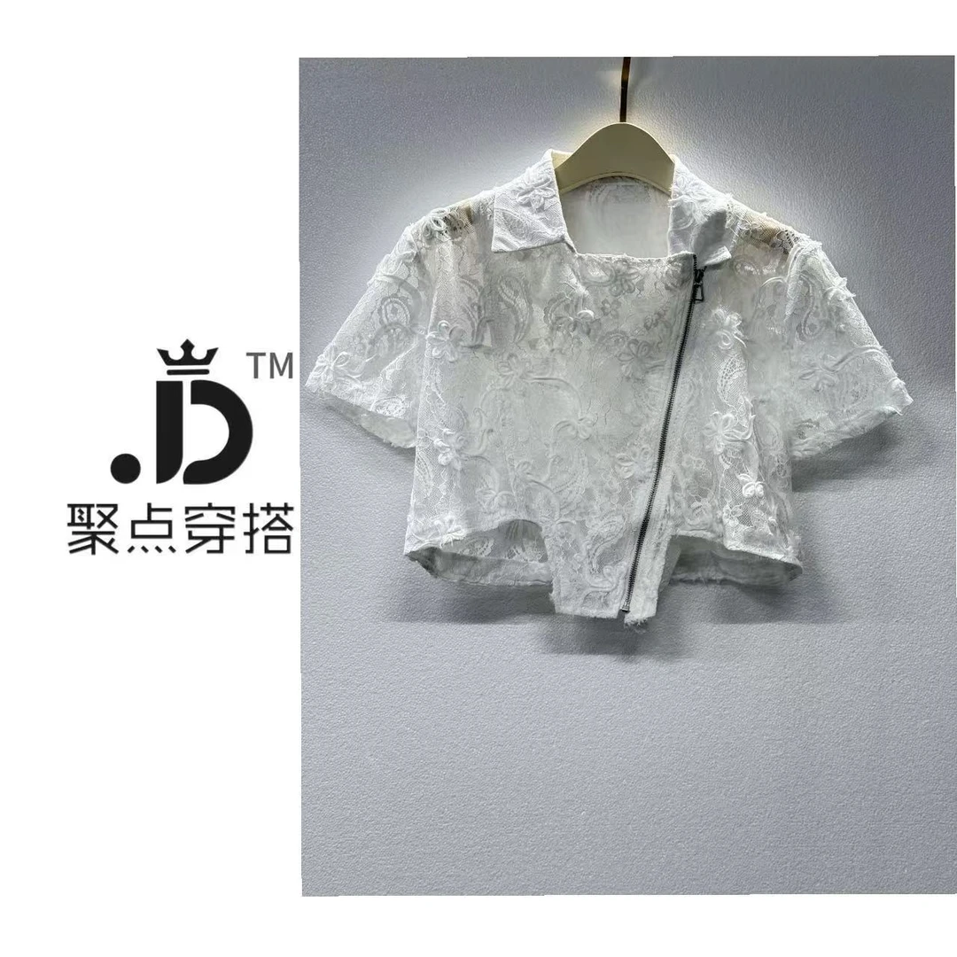 JUDIAN-斜门襟拉链镂空短外套8jd103897