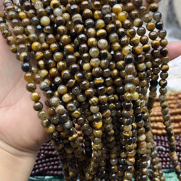 玛瑙/玉髓未镶嵌珠宝半成品2条6mm虎眼石