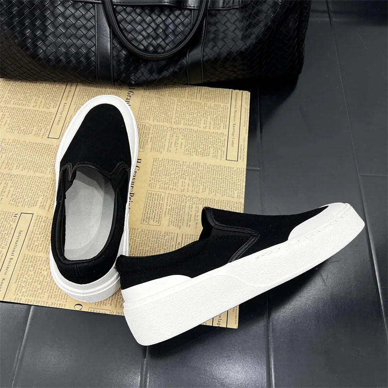 懒人一脚蹬乐福鞋子男款套脚帆布鞋低帮夏季透气男鞋黑色板鞋潮鞋