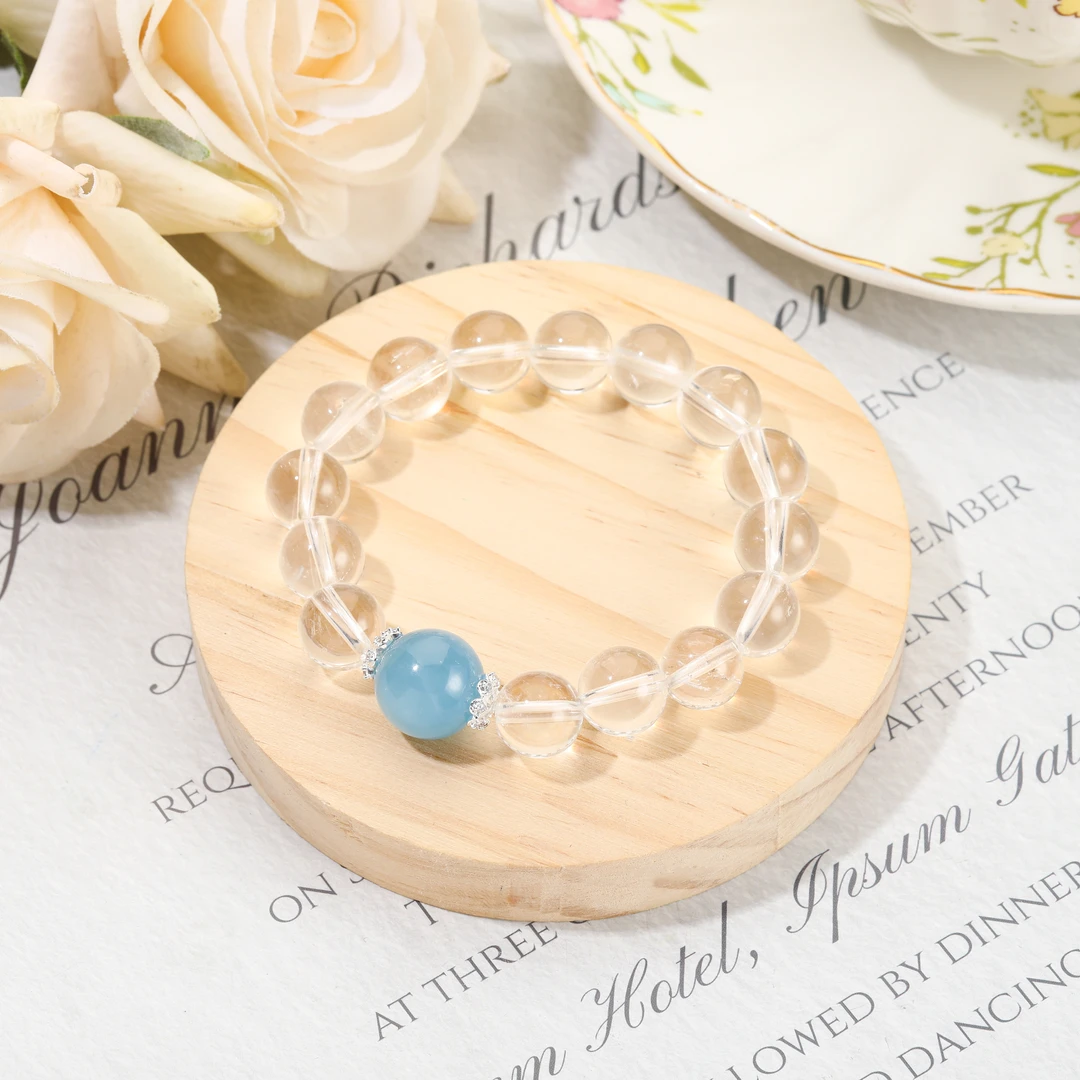 SJ-1379 【山间清泉】白水晶  海蓝宝 水晶手串