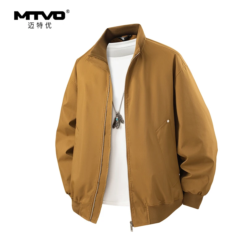 立领夹克外套2025新款秋季男款美式潮牌时尚简约百搭休闲夹克外套