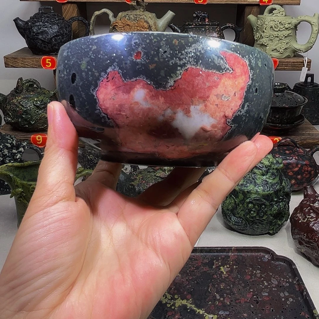 石出梅花玉安山玉大碗口径11cm