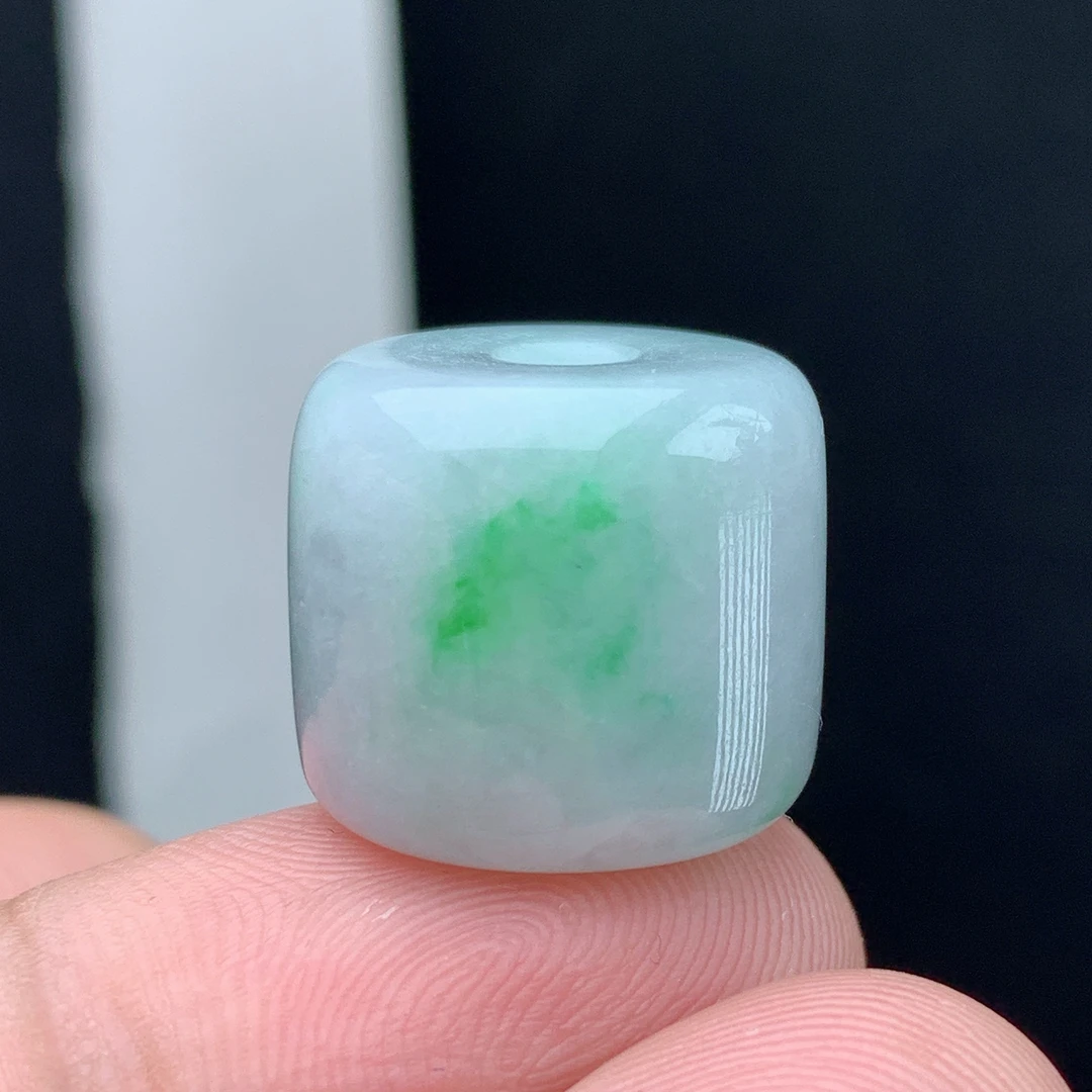 优惠卡宽19缅甸纯天然A货翡翠绿色转运珠路路通吊坠手串隔珠