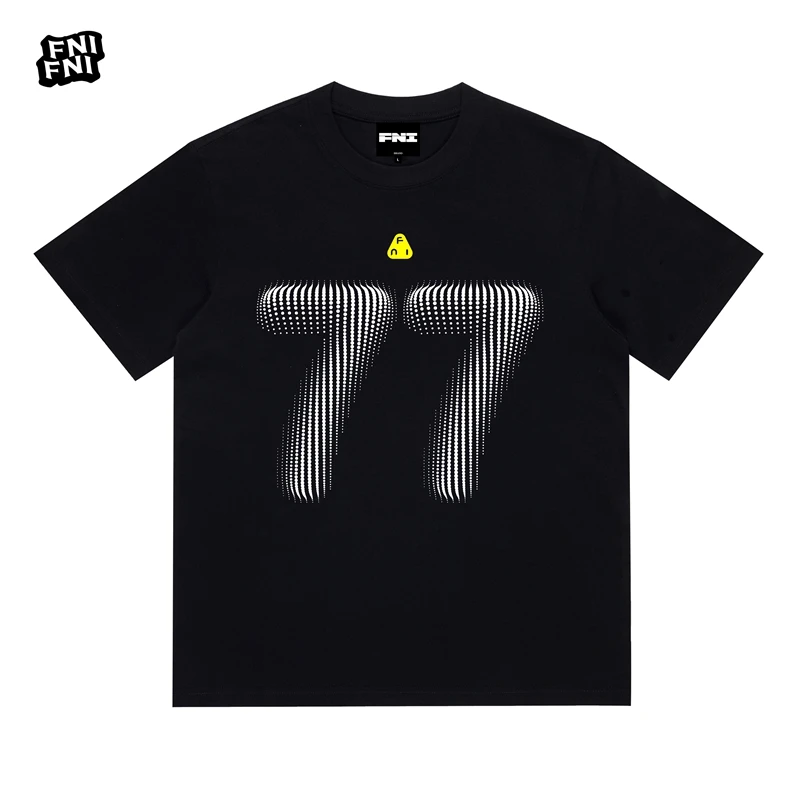 FNI黑标（梦幻波点77）重磅纯棉男女同款t恤美式圆领短袖夏新款胶浆