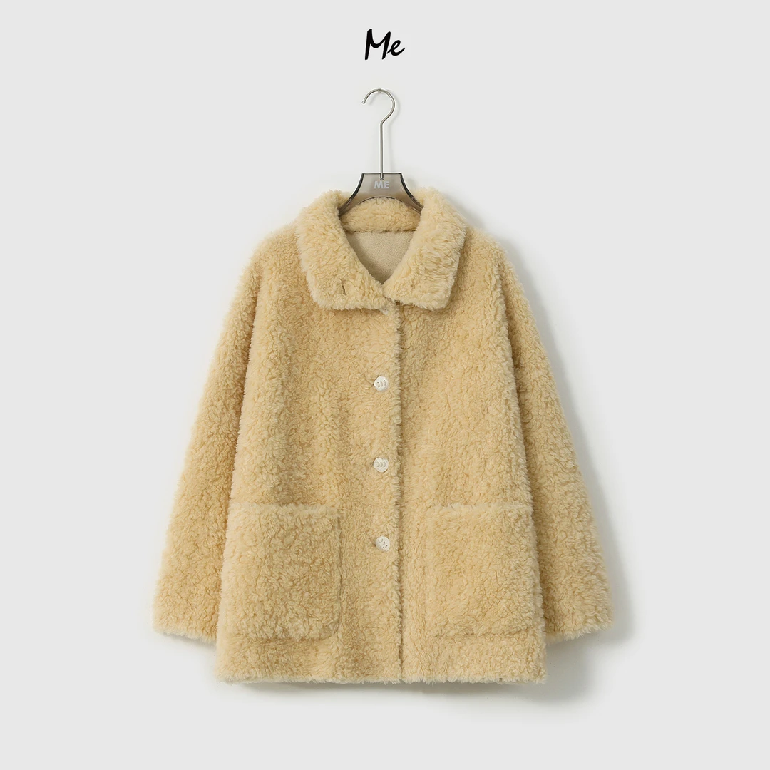 【刀刀专属】ME【100%绵羊毛毛毛桃】北纬43°绵羊毛自然卷毛毛外套
