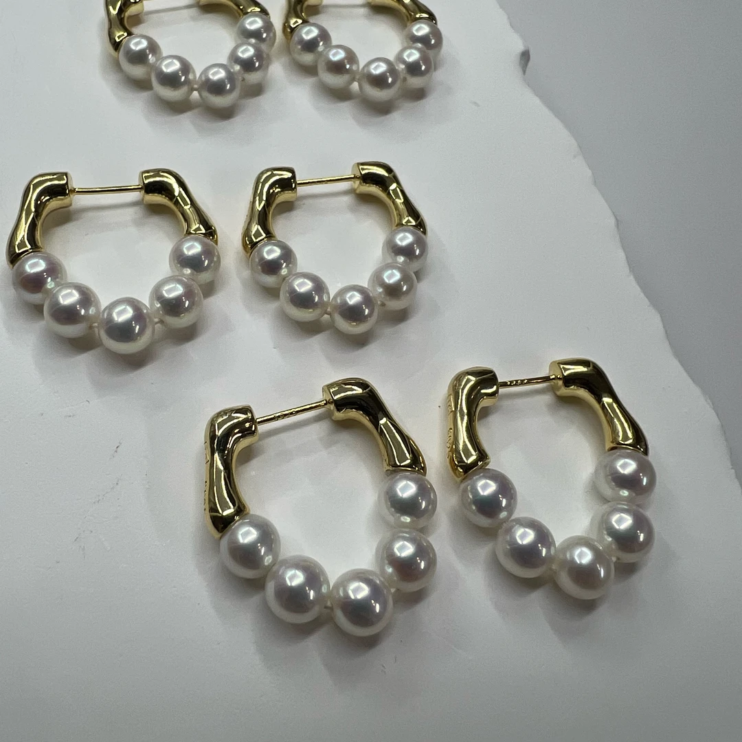 淡水珍珠耳环 耳扣 ins风简约大方百搭 5.5-6mm多样性发其一