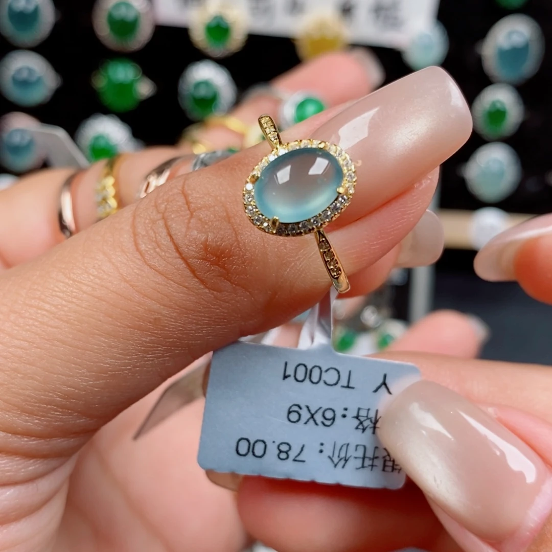 银S925镶嵌戒指翡翠元**妈