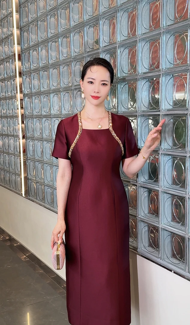 红印象高定喜婆婆喜妈妈显瘦优雅端庄大气高贵时尚晚宴婚宴礼服