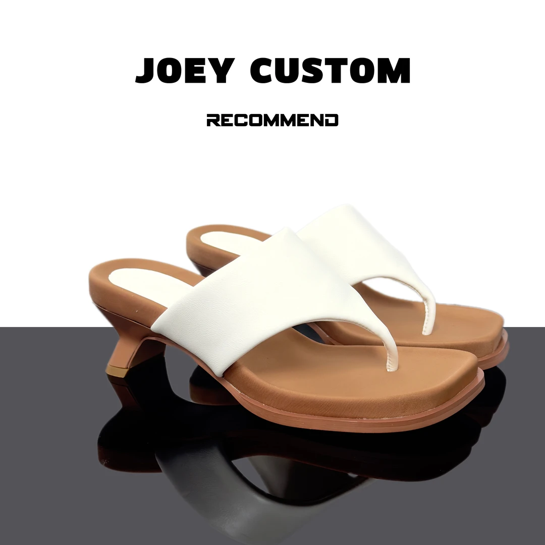 JOEY | 【素韵方跟凉拖】羊皮版~双色小方跟夹趾凉拖女鞋 6922-5